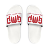 Slide Sandals — White ‘GMP Good Money Power’ Removable-Strap Pool Slides