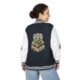 God Power Letterman Jacket — Retro Faith Varsity Coat