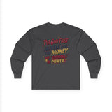 Inspirational Long Sleeve Tee — “Put God First, Hustle for the Money, Put Yourself in Power”