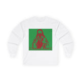 Long Sleeve Tee — Retro Religious Icon Graphic (Green/Red)