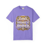 God Money Power Graphic T-Shirt — Bold Gold Faith & Hustle Tee