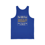 Faith & Hustle Tank Top — "Put GOD First, Hustle For The MONEY, Put Yourself In POWER" Motivational Christian Tank