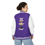 Letterman Jacket — 'War Money Power' Crown Graphic Varsity Jacket