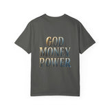 God Money Power T‑Shirt — Graphic Front & Back Statement Tee