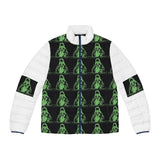 Green Grunge Skeleton Pattern Puffer Jacket