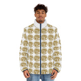 Men's Puffer Jacket — Gold Monogram Repeat AOP