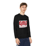 God Money Power (GMP) Youth Long Sleeve Tee — Red Logo Athletic Shirt