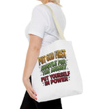 Inspirational Gospel Tote Bag — "Put God First, Hustle for the Money, Put Yourself in Power"