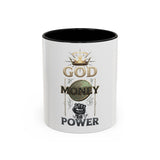 God Money Power Accent Coffee Mug — Inspirational Faith & Wealth Design (11/15 oz)