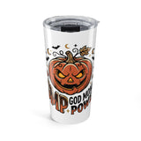 Halloween Pumpkin Tumbler - "God Money Power" Insulated Travel Cup