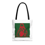 Religious Icon Tote Bag — Red & Green Saint Artwork All-Over Print