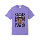 God Money Power- Skull T-Shirt — Gothic Skull Graphic Tee