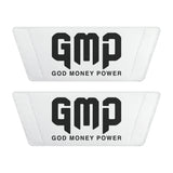 God Money Power- Men's Slide Sandals — White "GMP" Removable-Strap Pool Slides