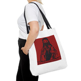 Jesus Icon Masked Tote Bag - 'Lord Money Power' Red Graphic Tote