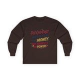 Inspirational Long Sleeve Tee — “Put God First, Hustle for the Money, Put Yourself in Power”