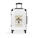 Money Power Suitcase – White Carry-On Luggage with GMP Cash Design