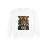 Tiger Portrait Sweatshirt – "God Money Power" Vintage Graphic