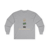 Long Sleeve Tee — "God · Money · Power" Graphic