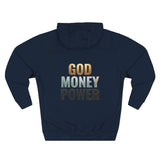 God Money Power Hoodie — Bold Religious & Motivational Graphic Pullover