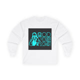 God Money Power Long Sleeve Tee — Retro Neon Graphic Faith & Hustle Shirt