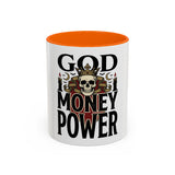 God Money Power-Coffee Mug — Skull Crown Gothic Accent Mug (11oz & 15oz)