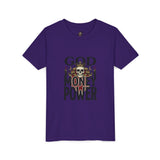 Youth Tee — 'God Money Power' Skull Graphic Shirt
