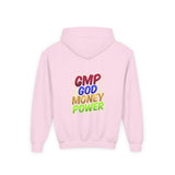 Youth Hoodie — GMP God Money Power Rainbow Graphic