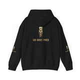 God • Money • Power Hoodie — Gold Block Logo Pullover
