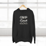 GMP God Money Power Hoodie — Metallic Text Graphic Fleece Hoodie