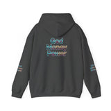 God Money Power Hoodie — Inspirational Graphic Pullover with Script on Sleeves