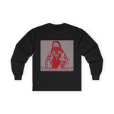 Long Sleeve Tee — 'God Money Power' Stenciled Icon Design