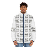 Men's Puffer Jacket — All-Over "GWP God" Logo Quilted Coat