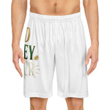 God Money Power Basketball Shorts — White Motivational AOP Athletic Shorts