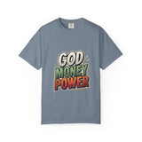 God Money Power Graphic T-Shirt — Bold Retro Faith & Hustle Tee