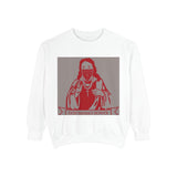 Religious Icon Graphic Sweatshirt — 'God, Money, Power' Retro Art Pullover