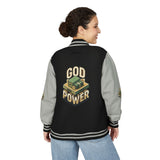 God Power Letterman Jacket — Retro Faith Varsity Coat