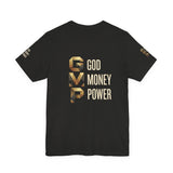GVP 'God Money Power' Graphic Tee – Gold Lettering Christian Streetwear