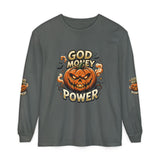 God Money Power- Halloween Pumpkin Long Sleeve Tee