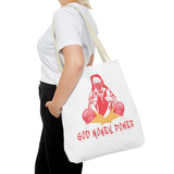 God Money Power Tote Bag — Bold Graphic Religious Streetwear Tote