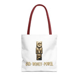 God • Money • Power Tote Bag — Inspirational Gold Block Design