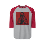 Raglan Shirt — 'Good Vibes Only' Red Jesus Graphic Baseball Tee