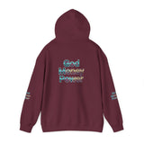 God Money Power Hoodie — Inspirational Graphic Pullover with Script on Sleeves