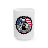 God Money Power Ceramic Mug — Patriotic Jesus Bandana Design (11oz & 15oz)