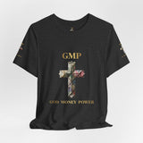 God Money Power Cross Tee — Christian Faith Graphic T‑Shirt