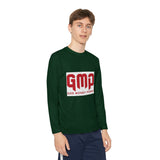 God Money Power (GMP) Youth Long Sleeve Tee — Red Logo Athletic Shirt