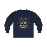 GMP GOD Money Power Long Sleeve Tee — Inspirational Faith & Wealth Shirt