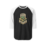 God Power Baseball Tee — Vintage Retro Faith Raglan Shirt