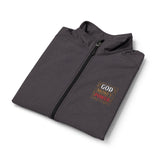 God Money Power- Men's Black Soft Shell Vest – Small American Flag Chest Patch