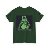 Graphic Tee — 'God Money Power' Neon Saint Illustration