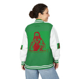Letterman Jacket — Retro 'God Money Power' Graphic Varsity Jacket